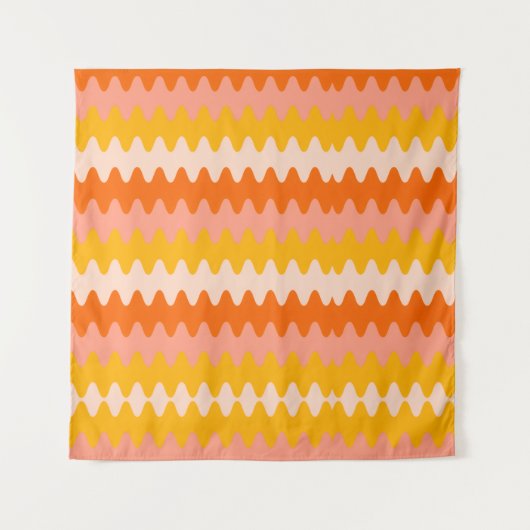 Modern Yellow, Orange & White Zig Zag Pattern Wandkleed (Voorkant)