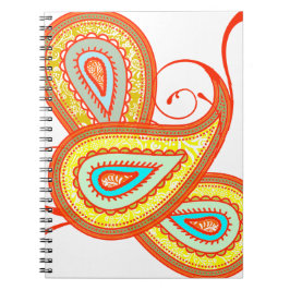 Modern Yellow Oranje Aqua Mint Paisley Gifts Notitieboek