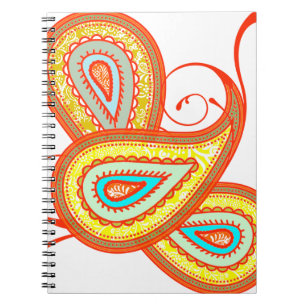 Modern Yellow Oranje Aqua Mint Paisley Gifts Notitieboek