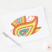 Modern Yellow Oranje Aqua Mint Paisley Gifts Ovale Sticker (Envelop)