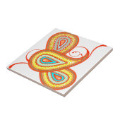 Modern Yellow Oranje Aqua Mint Paisley Gifts Tegeltje (Zijkant)