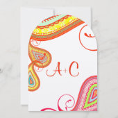 Modern Yellow Oranje Aqua Mint Paisley Wedding Kaart (Achterkant)