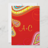 Modern Yellow Oranje Aqua Mint Red Paisley Wedding Kaart (Achterkant)