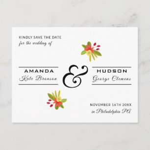 Modern Yellow Oranje Floral Wedding Save the Date Briefkaart