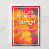 Modern Yellow Oranje Red Abstract Birthday Party Kaart (Voorkant)