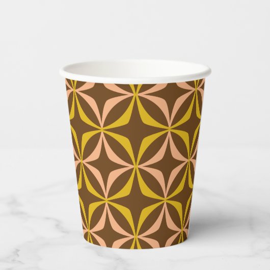 Modern Yellow Pattern Retro Typography Wedding Papieren Bekers (Achterkant)