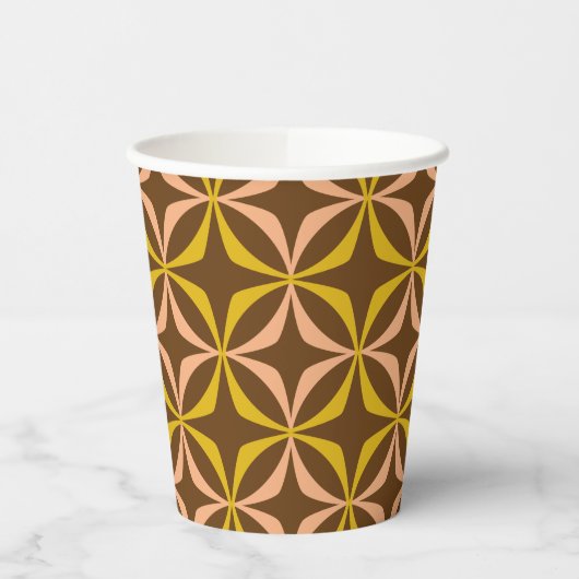 Modern Yellow Pattern Retro Typography Wedding Papieren Bekers (Links)