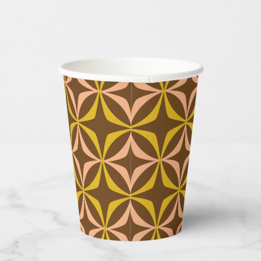 Modern Yellow Pattern Retro Typography Wedding Papieren Bekers (Rechts)