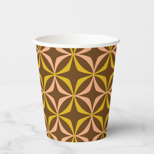 Modern Yellow Pattern Retro Typography Wedding Papieren Bekers (Voorkant)