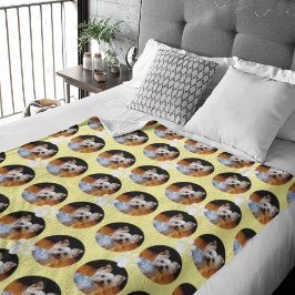 Modern Yellow Pet Photo Paw Print Pattern Cute Fleece Deken