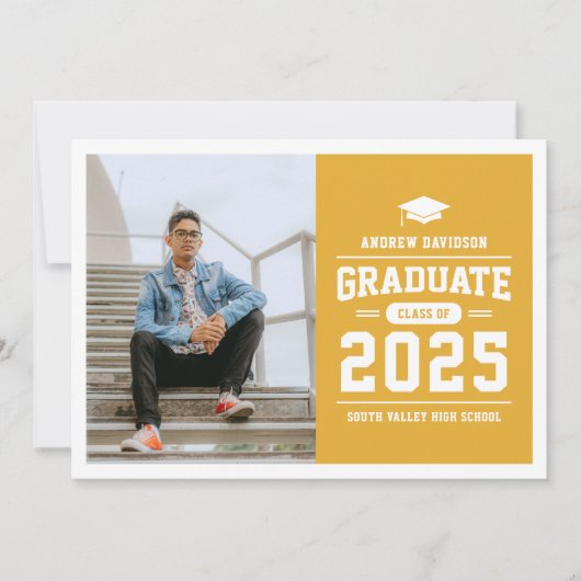 Modern Yellow Photo Afstuderen Aankondiging (Voorkant)
