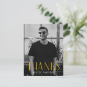 Modern Yellow Photo Afstuderen Bedankt Briefkaart (Staand voorkant)