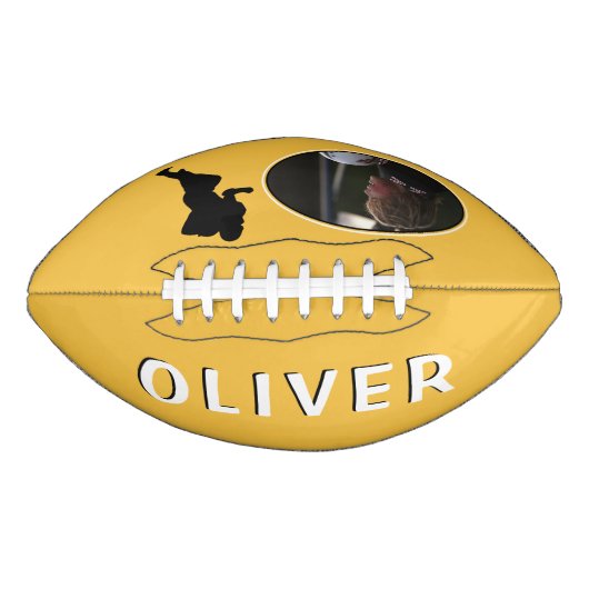 Modern Yellow Player Silhouette en Name Photo American Football (Voorkant)