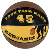 Modern Yellow Player Team Name Number Basketbal (Voorkant)