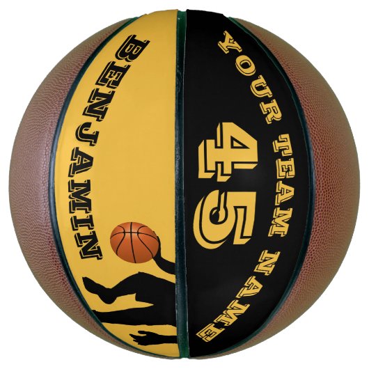 Modern Yellow Player Team Name Number Basketbal (Verticaal)