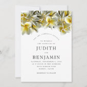 Modern Yellow Plumeria Wedding Kaart (Voorkant)