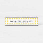 Modern Yellow Polka Dot Personalized Professional Bureau Naambordje (Voorkant)