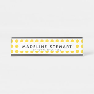 Modern Yellow Polka Dot Personalized Professional Bureau Naambordje