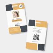 Modern Yellow Professional Employee Photo ID Badge (Voor- en achterkant)
