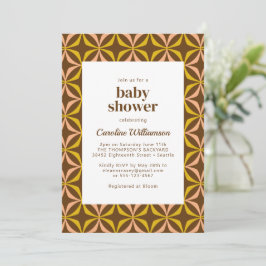 Modern Yellow Retro Bold Typography Baby shower Kaart