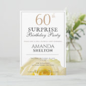 Modern Yellow Rose 60th Surprise Birthday Party Kaart (Staand voorkant)