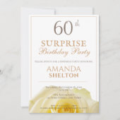 Modern Yellow Rose 60th Surprise Birthday Party Kaart (Voorkant)