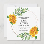 Modern Yellow Rose Floral Wedding Invitation Kaart (Voorkant)