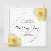 Modern Yellow Rose Floral Wedding Kaart (Voorkant)
