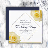 Modern Yellow Rose Floral Wedding Kaart