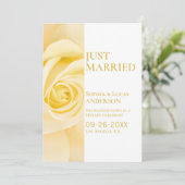Modern Yellow Rose Wedding Aankondiging (Staand voorkant)