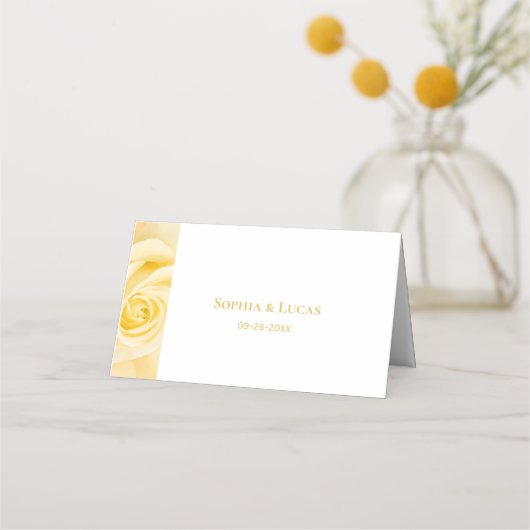 Modern Yellow Rose Wedding Place Card Plaatskaartje (Achterkant)