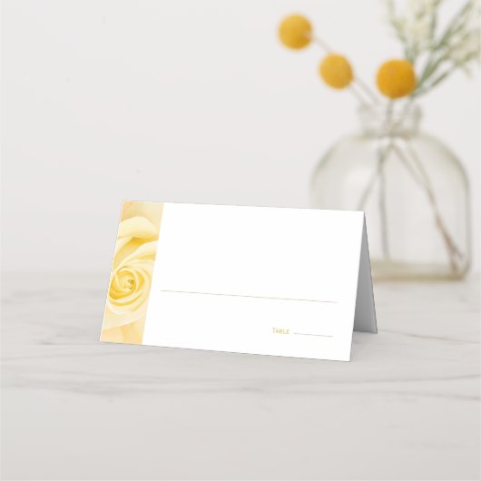 Modern Yellow Rose Wedding Place Card Plaatskaartje (Voorkant)