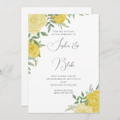 Modern Yellow Roses Elegant White Wedding Kaart (Voorkant / Achterkant)