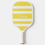 Modern Yellow Script Name Pickleball Paddle (Achterkant)