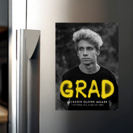 Modern Yellow Spray Paint Photo Afstuderen Magnetische Uitnodiging