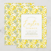 Modern Yellow Spring Floral Bow Easter Dinner Kaart (Voorkant / Achterkant)