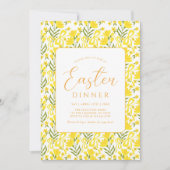 Modern Yellow Spring Floral Bow Easter Dinner Kaart (Voorkant)