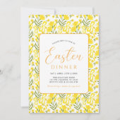 Modern Yellow Spring Floral Bow Easter Dinner Kaart (Voorkant)