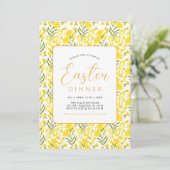 Modern Yellow Spring Floral Bow Easter Dinner Kaart (Staand voorkant)