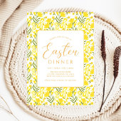 Modern Yellow Spring Floral Bow Easter Dinner Kaart