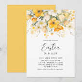 Modern Yellow Spring Floral Easter Dinner Kaart (Voorkant / Achterkant)