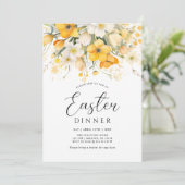 Modern Yellow Spring Floral Easter Dinner Kaart (Staand voorkant)