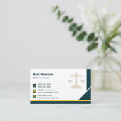 Modern Yellow Stripe Navy Blue Lawyer Attorney Visitekaartje (Staand voorkant)