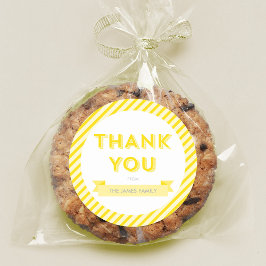 Modern Yellow Stripes Baby shower dank u Ronde Sticker