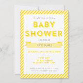 Modern Yellow Stripes Baby shower Invitation Kaart (Voorkant)