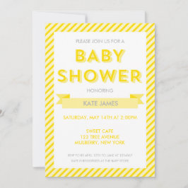 Modern Yellow Stripes Baby shower Invitation Kaart