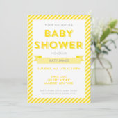 Modern Yellow Stripes Baby shower Invitation Kaart (Staand voorkant)