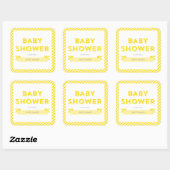 Modern Yellow Stripes Baby shower Vierkante Sticker (Vel)