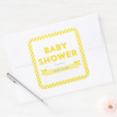 Modern Yellow Stripes Baby shower Vierkante Sticker (Envelop)