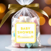 Modern Yellow Stripes Baby shower Vierkante Sticker